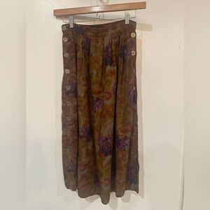 Fendi vintage Brown and Purple Floral A-Line Skirt